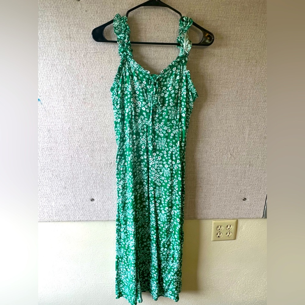 Floral Green w/ Red Details and Ruched Straps